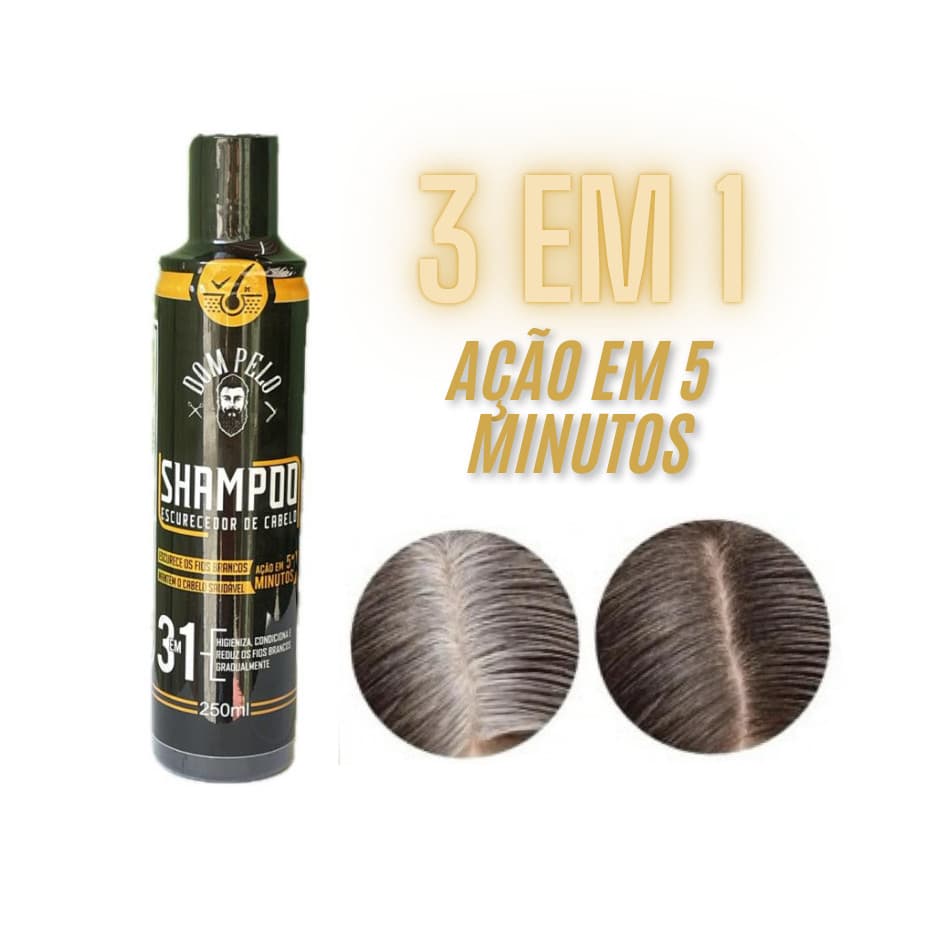 Kit Shampoo Escurecedor De Cabelos e Barba Brancos Grisalhos Dom Pelo