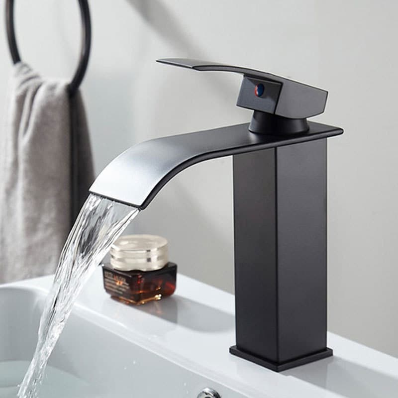 Torneira Banheiro Cascata Monocomando Quente e Frio Inox Preto/Prata Alta e Baixa