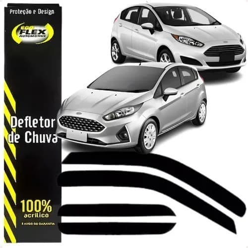 Super Defletor Calha de Chuva New Fiesta Hatch 2011 a 2019 4 Portas Original Ecoflex Fume