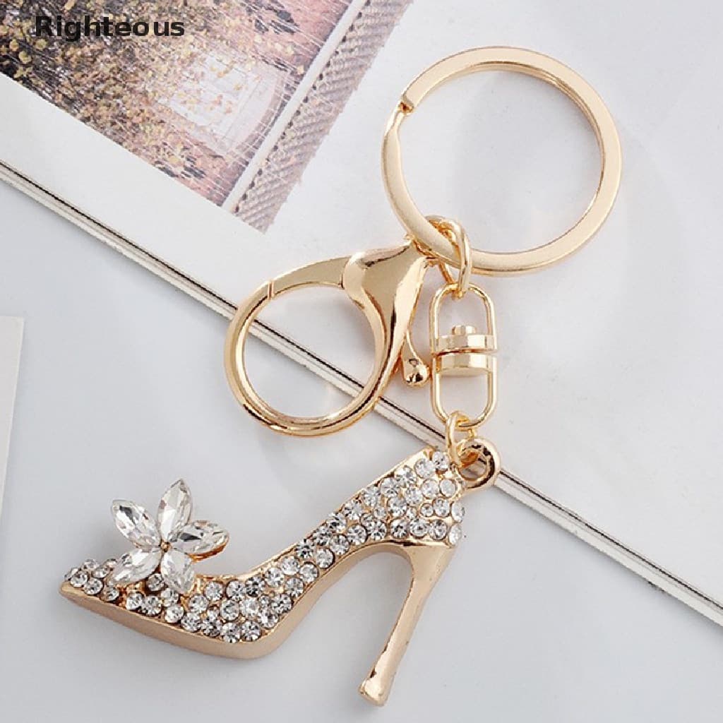 Chaveiro De Sapato Com Salto Alto/Bolsa De Cristal Decorativa/2pcs Moda Amor Coração Chave De Chaveiro Keyfob