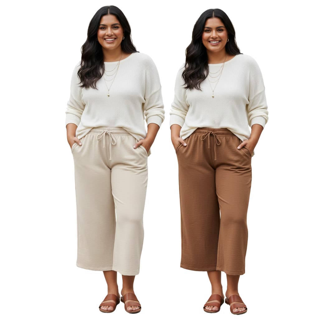 Kit 2 Calças Pantalona Plus Size Elegante Casual Ideal Verão Leve Elegante