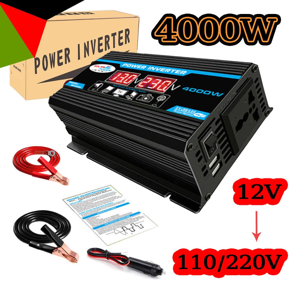 Inversor De Carro Digital Solar 12v-110V/220v 4000w Com Usb Conversor De Tensão Residencial Pronta Entrega