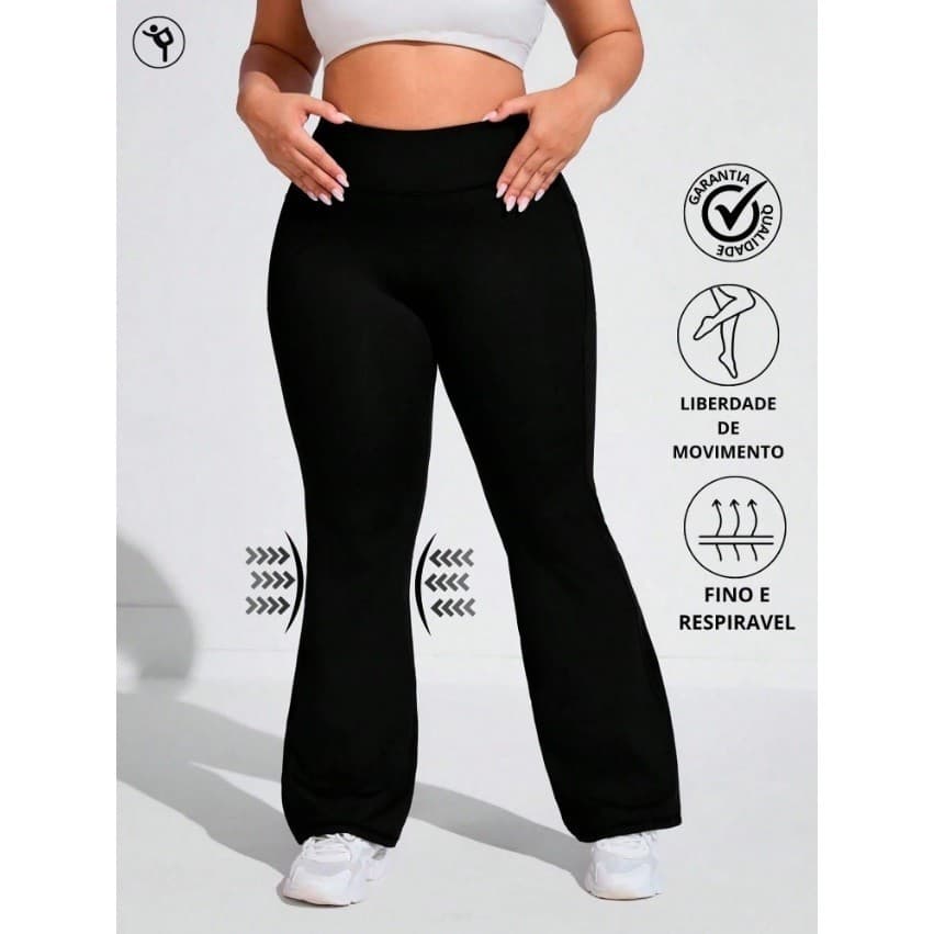 Plus Size Calça Flare Bailarina Suplex Cintura Alta 48 A 66