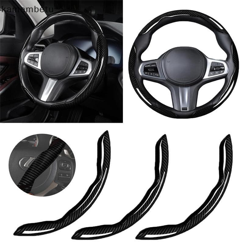 kam 3 Pçs 38cm Fibra De Carbono Capa De Volante Do Carro Antiderrapante Protetora Segmentada Acessórios De Estilo Para 9