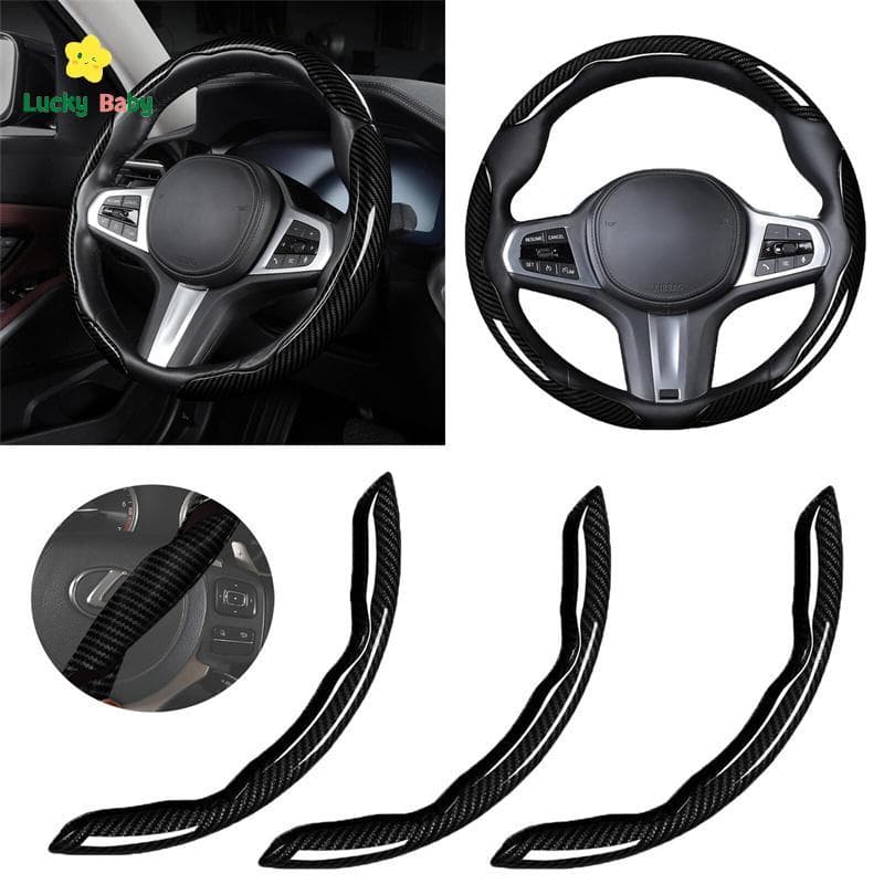 [Luckybaby-t] 3 Unidades De 38 Cm De Fibra De Carbono Capa De Volante De Carro Protetora Antiderrapante Acessórios De Es