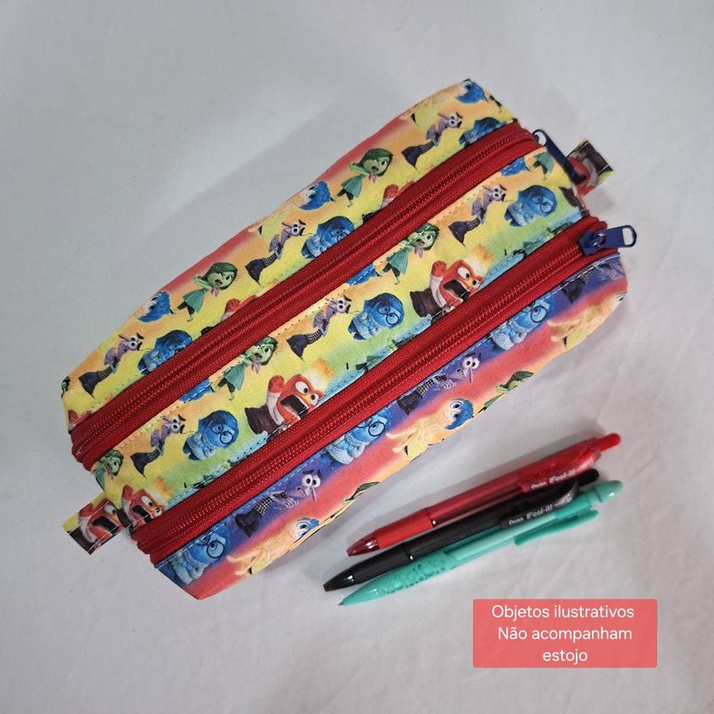 Estojo Escolar Artesanal em Tecido Duplo Zíper | Grande, Lavável, Resistente e Pronta Entrega