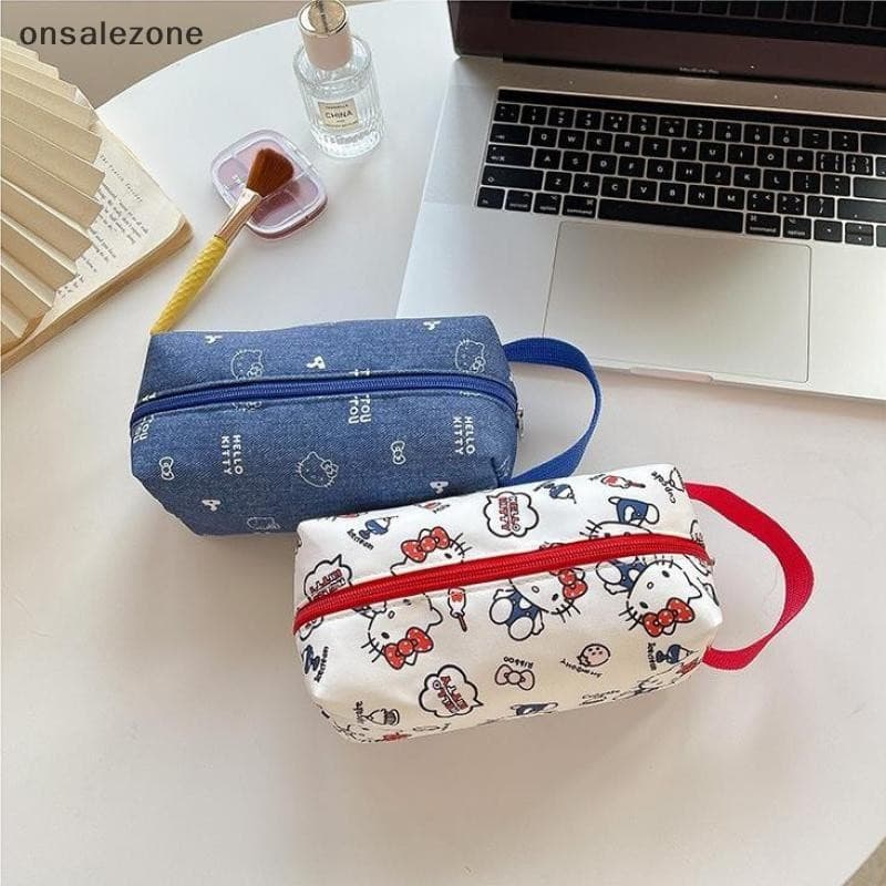 OZTH Cute Sanrio Hello Kitty Bolsa De Cosméticos Portátil Para Viagem De Grande Capacidade Estojo Multifuncional Lápis A