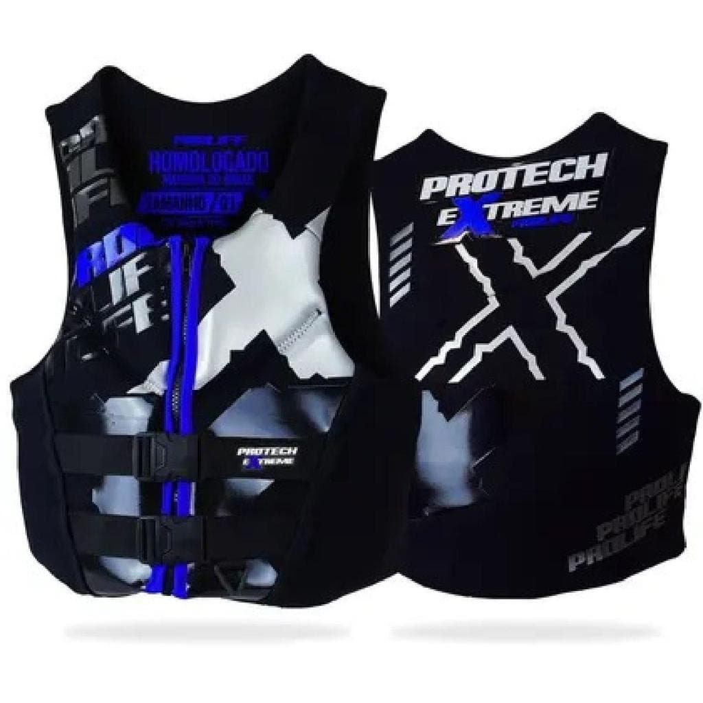 Colete Salva-Vidas Protech Extreme Classe V Homologado Marinha Azul Tam. G2 (85 A 110Kg) Neoprene