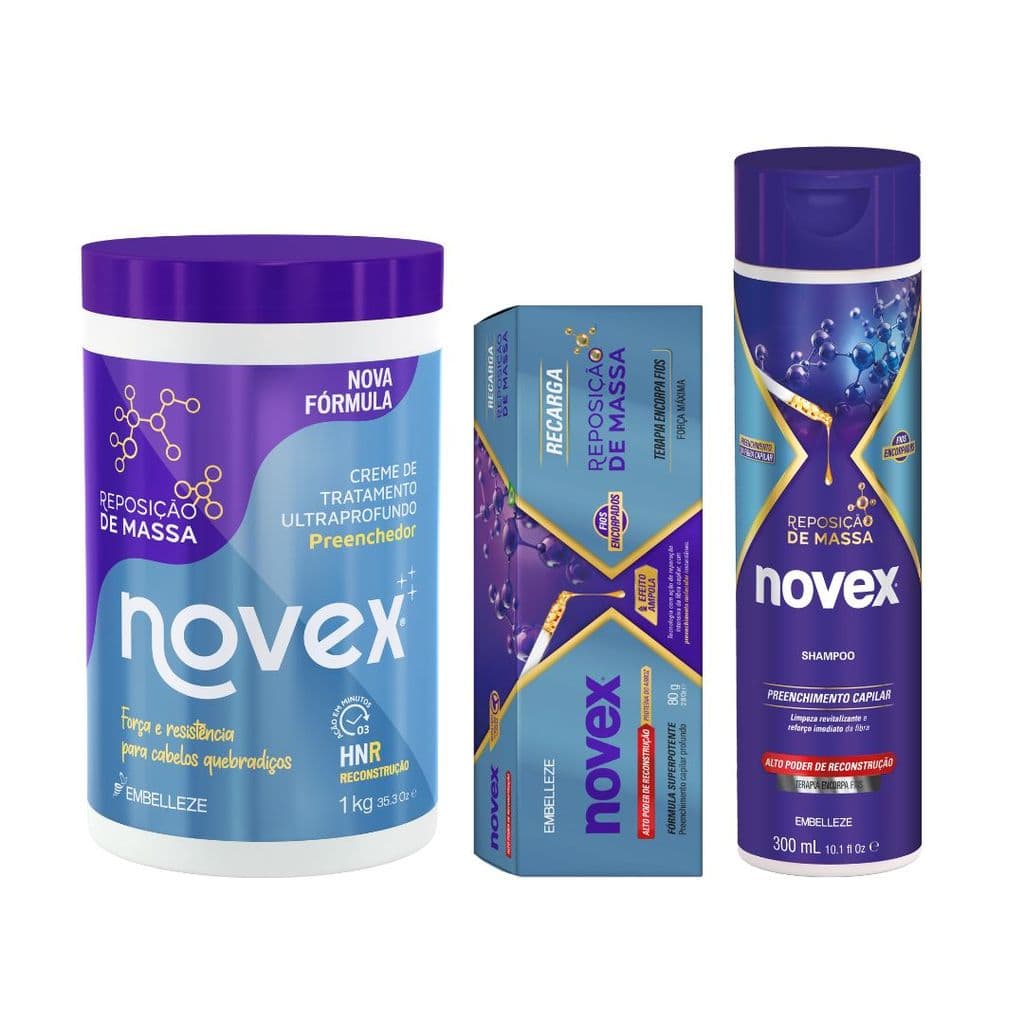 Kit Novex Reposição de Massa Reconstrução Intensa para Cabelos Danificados