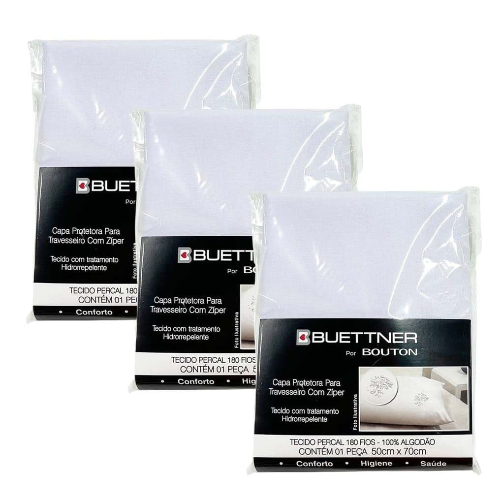 Kit 3 Protetores de Travesseiro Impermeáveis Hidrorrepelente