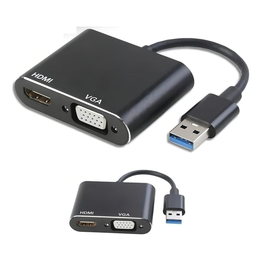 Fly Ace Adaptador USB 3.0 para HDMI e VGA Preto FY-730
