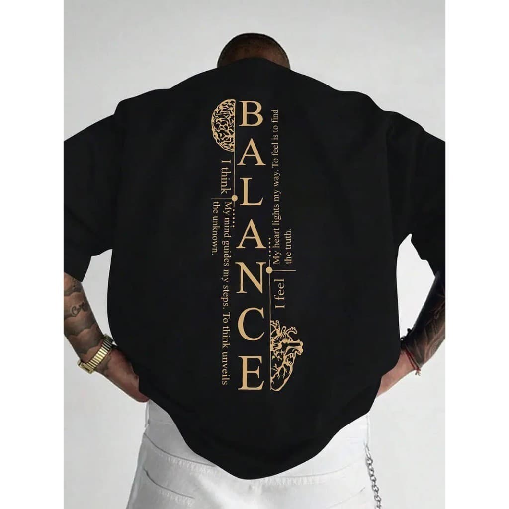 Camiseta Masculina Algodão Premium Adulto Balance Verão Corpo Alma Streetwear Algodão premium