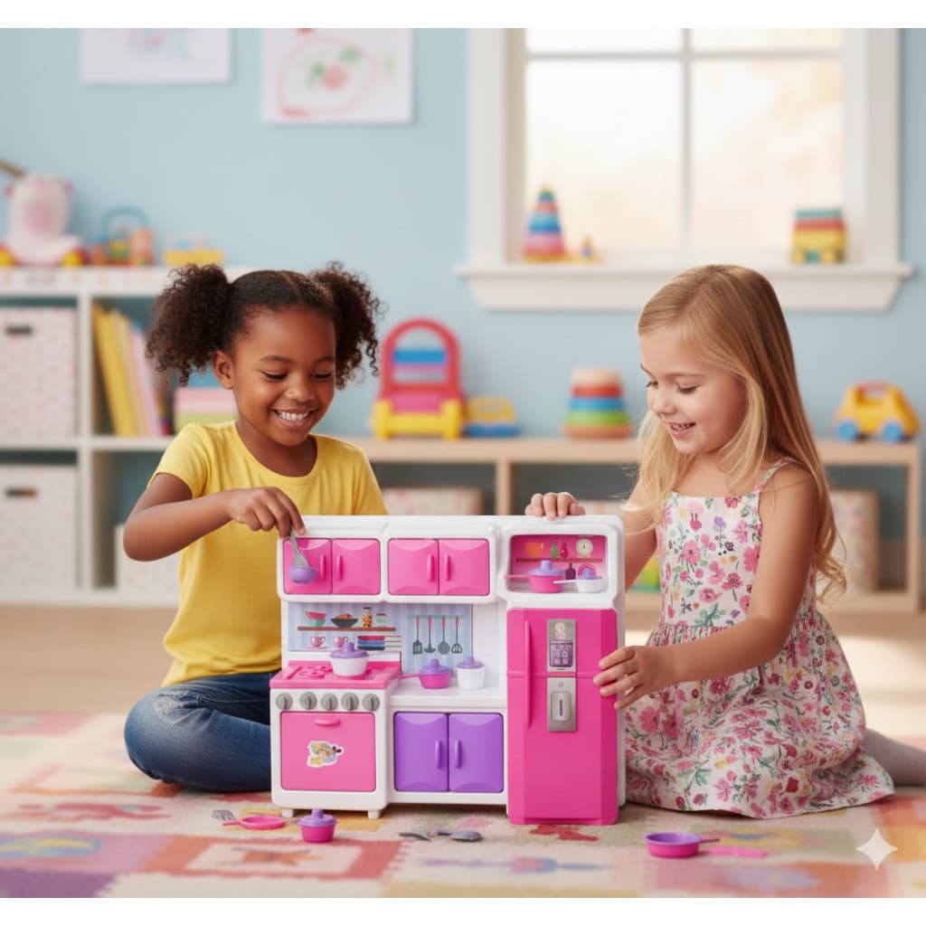 Mini Cozinha Infantil Compacta Fogão Geladeira Brinquedo Educativo