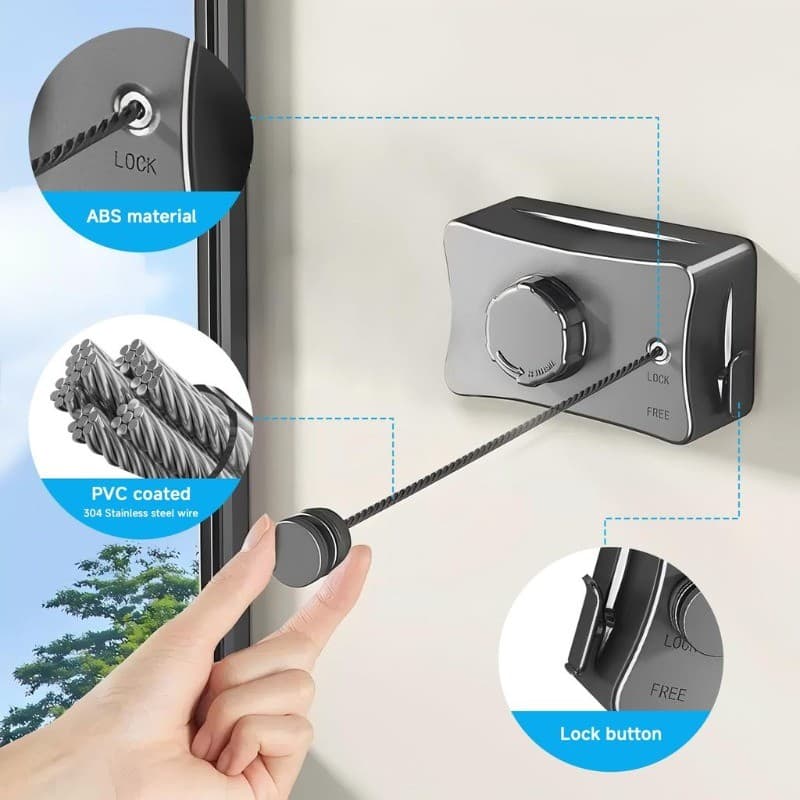 Varal de Roupas Retrátil Parede Aço Inox 5,1m Recolhível Compacto para Lavanderia e Apartamento