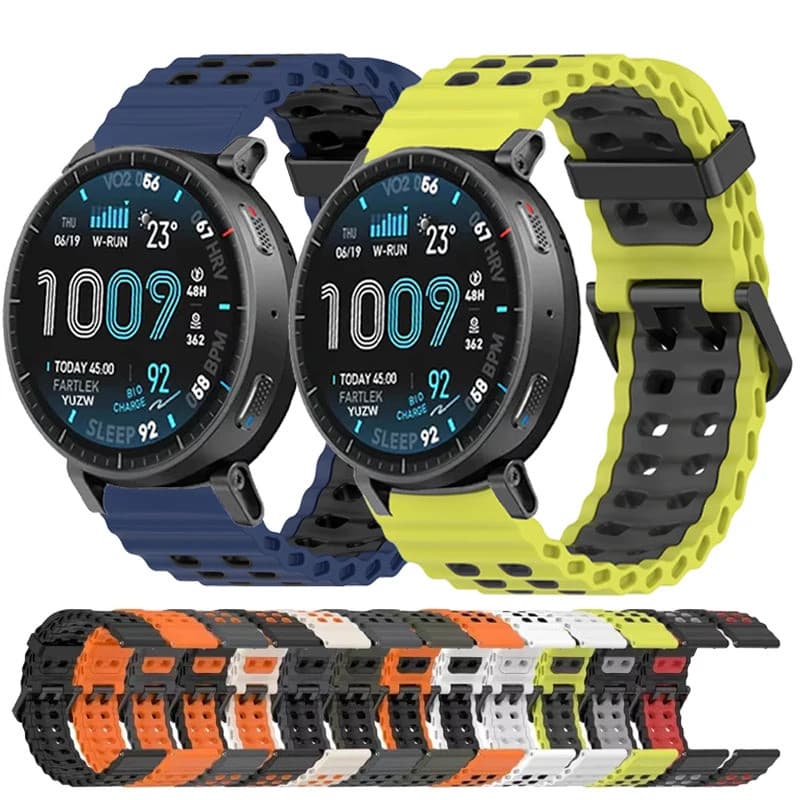 Pulseira de Silicone Oceânica de 22mm para Amazfit Active Max/Balance 2/Bip 6 5/GTR 4 3 2 2e/Stratos 3 2/Cheetah Round-P