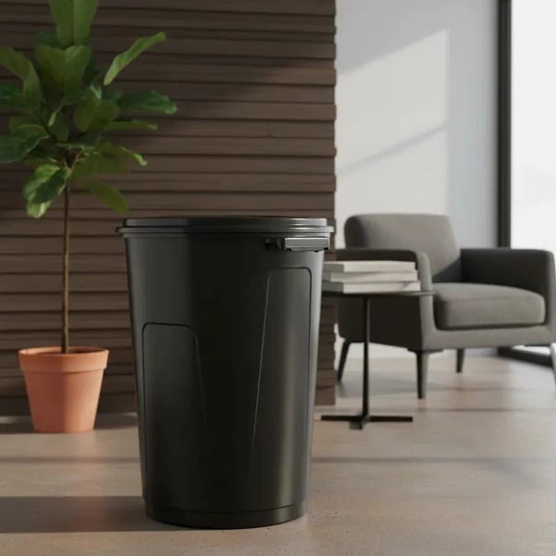 Lixeira Grande Preta Tampa Cesto Balde Reciclagem Papel Organização Cozinha Escritório
