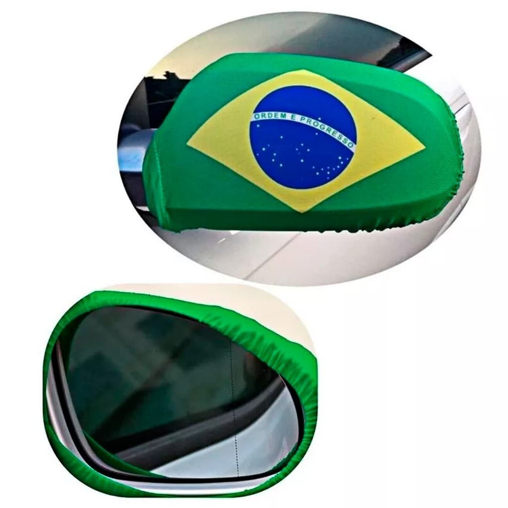 Par de Capas Bandeira do Brasil Para Retrovisor Ajustável envio imediato