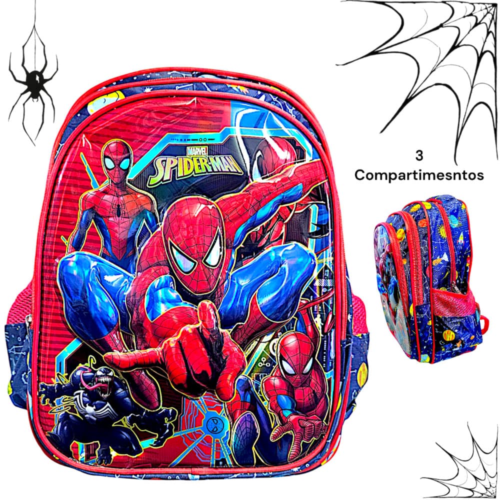 Mochila De Costas Homem Aranha Menino Escolar Infantil