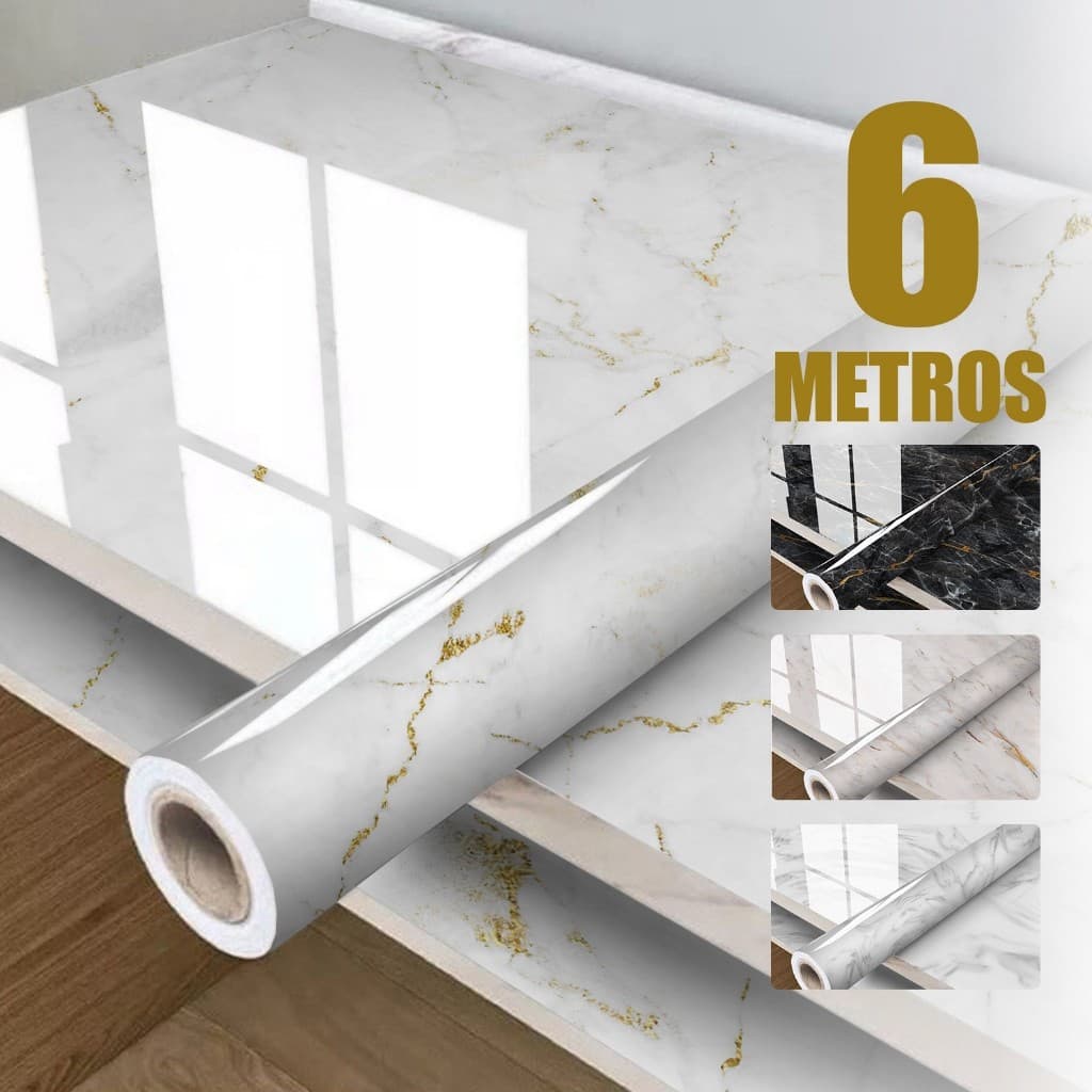 Papel de Parede Mármore Dourado Adesivo | Contact Premium p/ Cozinha, Banheiro e Sala | Envio Rápido