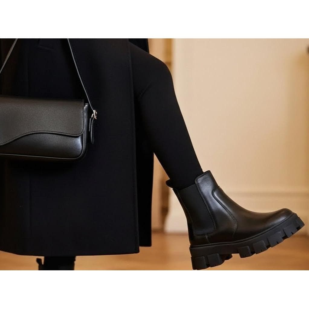Kit Bota Chelsea Coturno Feminina Tratorada Blogueira + Bolsa Manu Lançamento Inverno