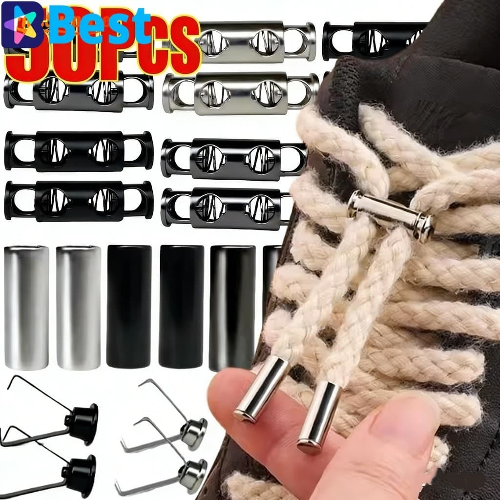 Fivela De Cadarço Antiderrapante De Liga De Zinco Durável-Fecho De Trava De Renda De Sapato Criativo DIY Sem Gravata-Ret