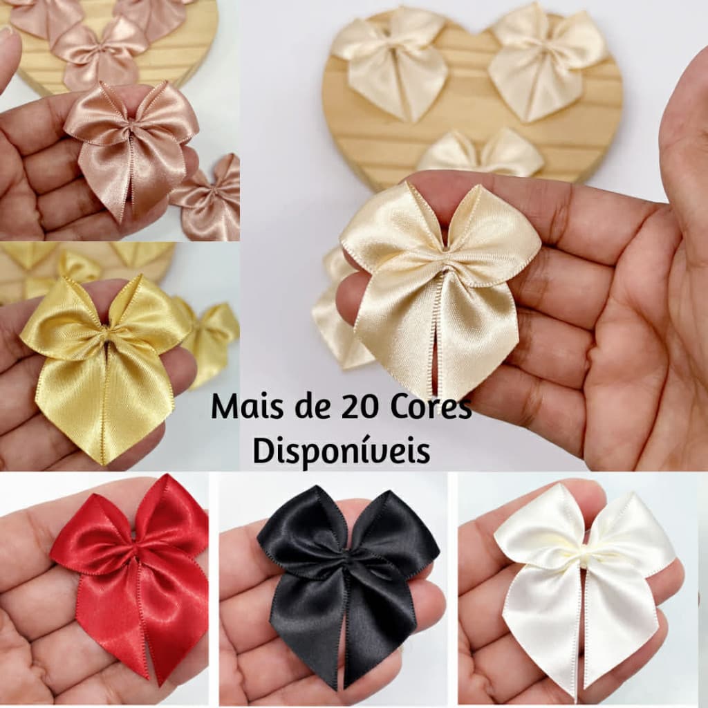 Laço Lacinho de Cetim 5x5 cm nº05 COM FITA P/ AMARRAR - 20/40/100 Para Lembrancinhas