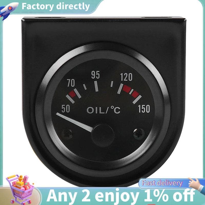 2 Polegadas 52mm 12V Branco LED Ponteiro Medidor De Temperatura Do Óleo Carro Com Sensor Preto
