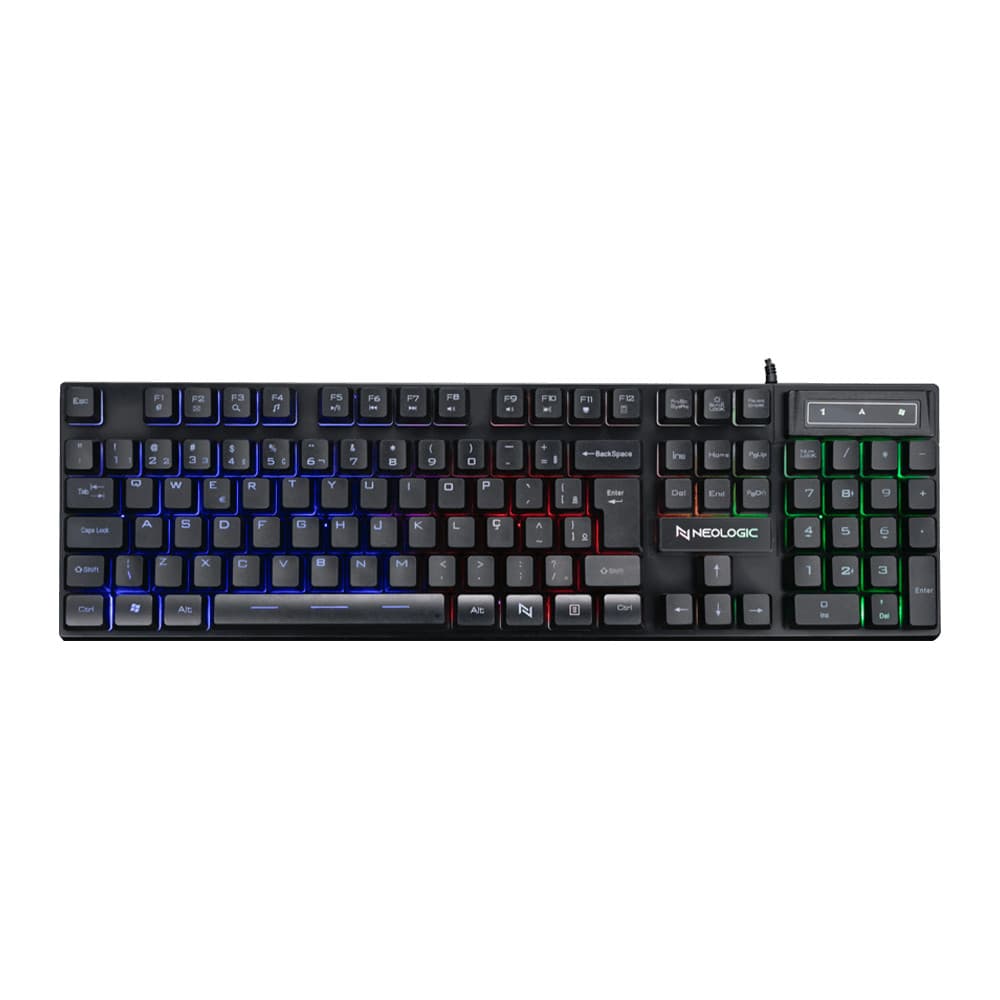 TECLADO GAMER NEOLOGIC INFINITE PLAY BLACK SEMI MECÂNICO ABNT2 RAINBOW PRETO - IFNT-BLK