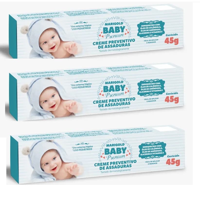 Creme Preventivo de Assaduras Marigold Baby - Kit com 3 Unidades