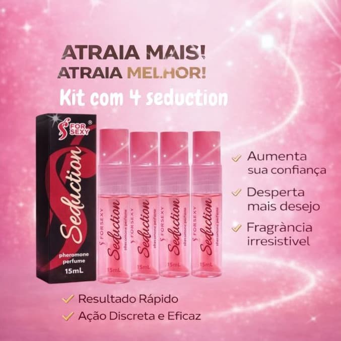 Seduction Feromônios Original Marcante – Perfume da Conquista Kit 4 Unidades Irresistível
