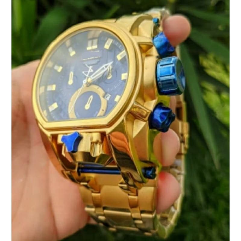 Relógio Zeus magnum  banhado a ouro funcional dourado na promoção4