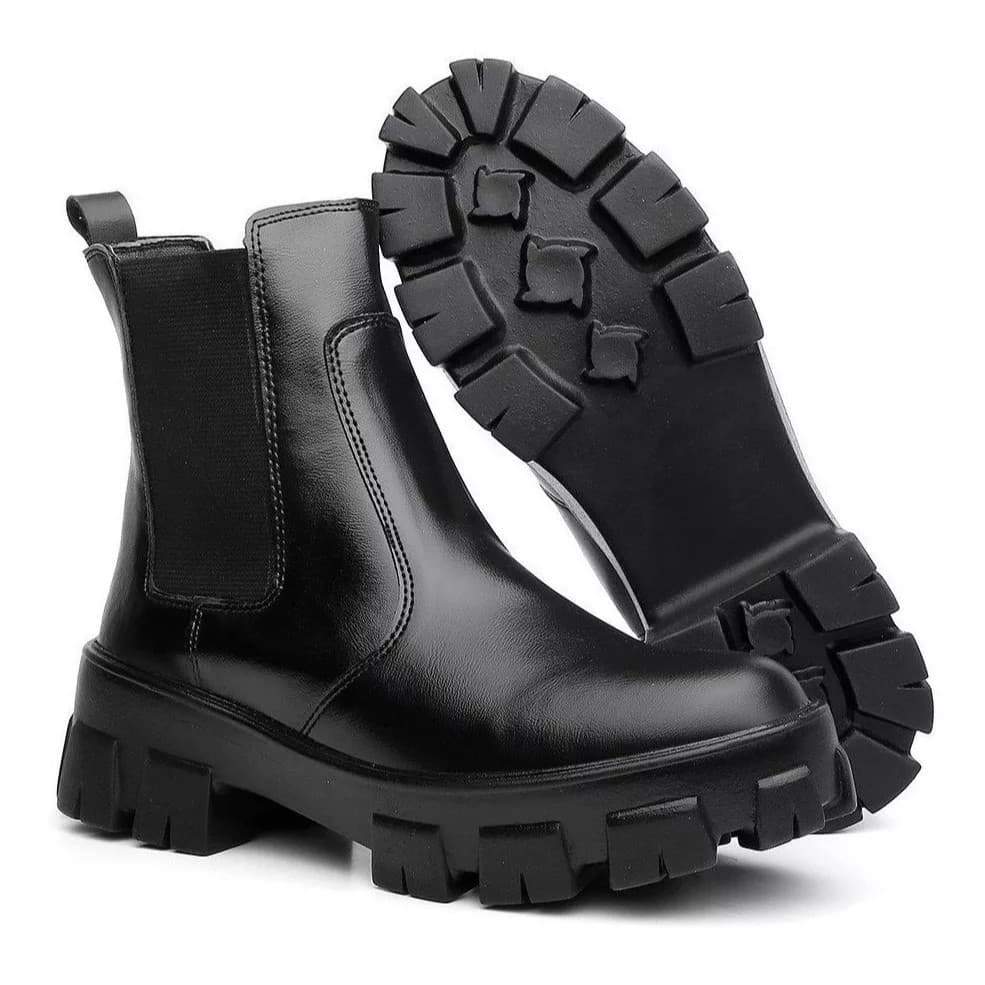 Bota Feminina Chelsea Coturno Tratorado Blogueira Moda Feminina