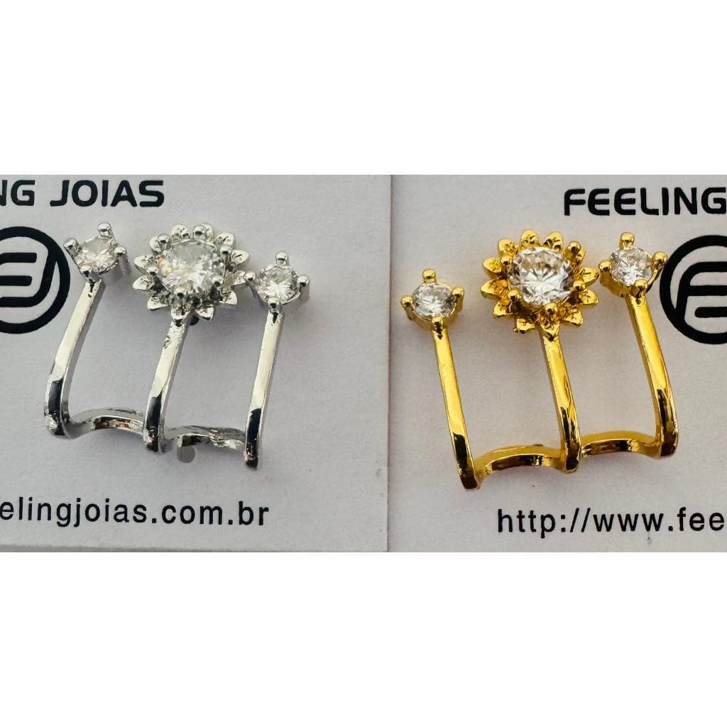 Brinco  58# Feminino Casual Dourado Prata Blogueira Brilhante Zircônia Elegante