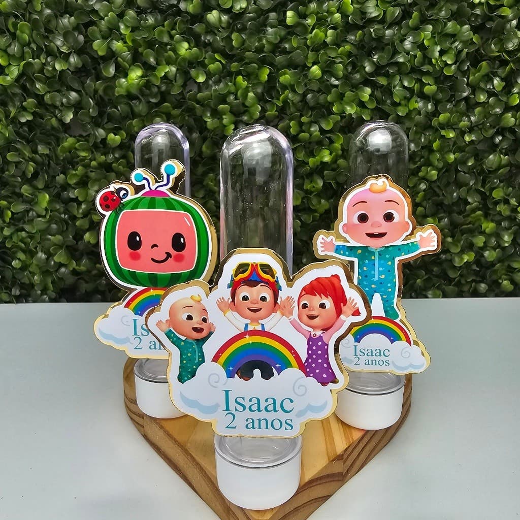Tubete com Aplique 3D COCOMELON - Festa infantil - Aniversário - Lembrancinha