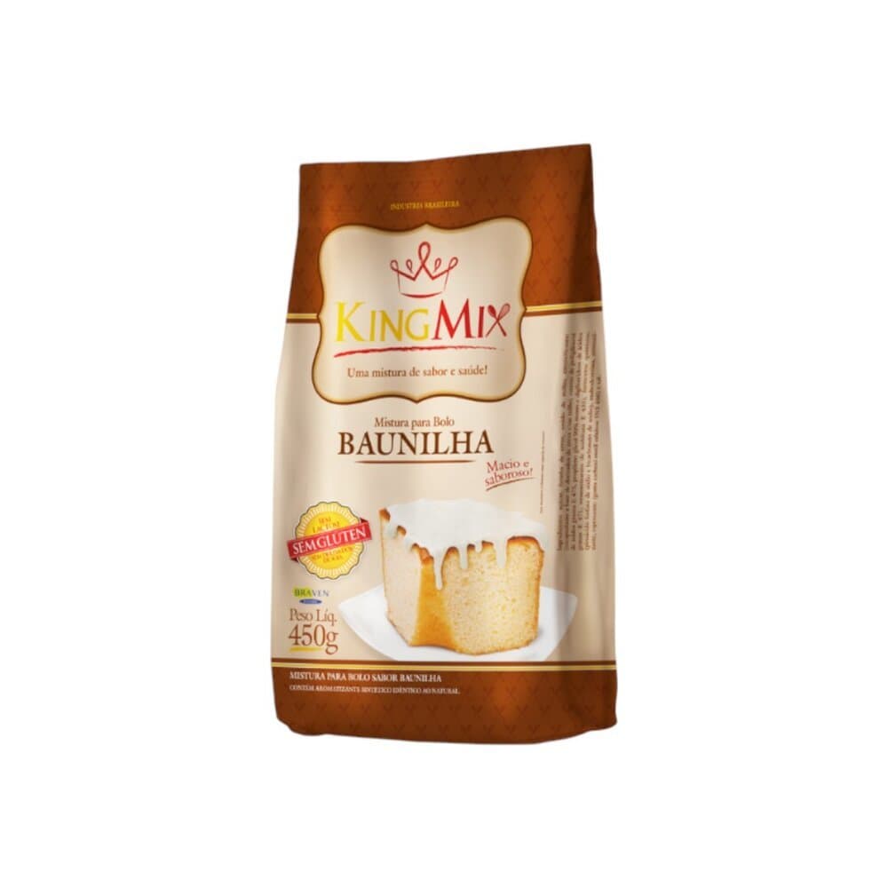Mistura para Bolo Sabor Baunilha King Mix 450g Sem Glúten e Sem Lactose