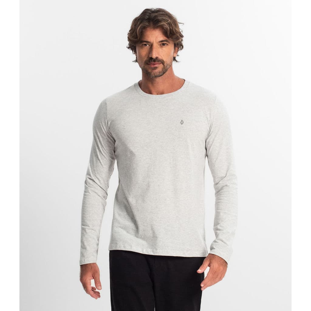 Camiseta Manga Longa Meia Malha Diametro Cinza