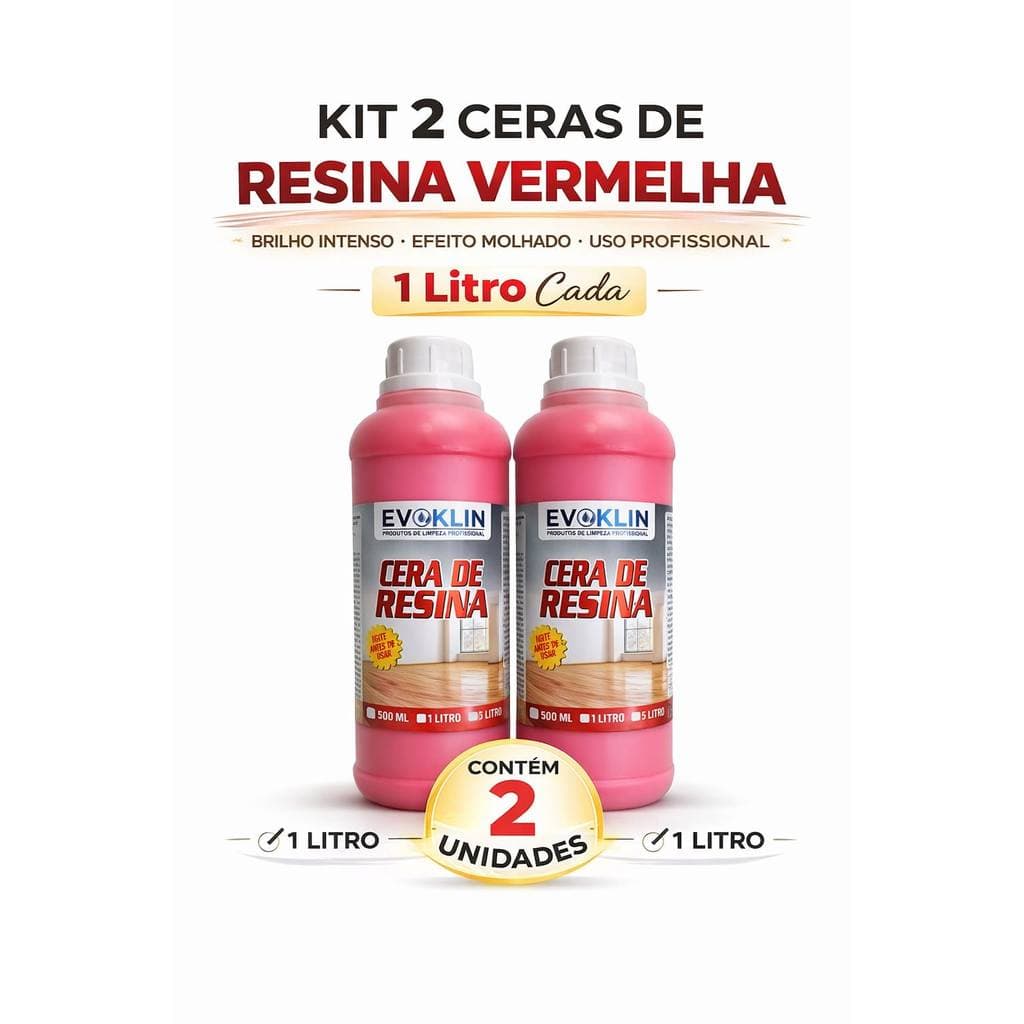 Cera De Piso Vermelho com Resina, Brilho Intenso E Proteção 1Litro-KIT 2 UND