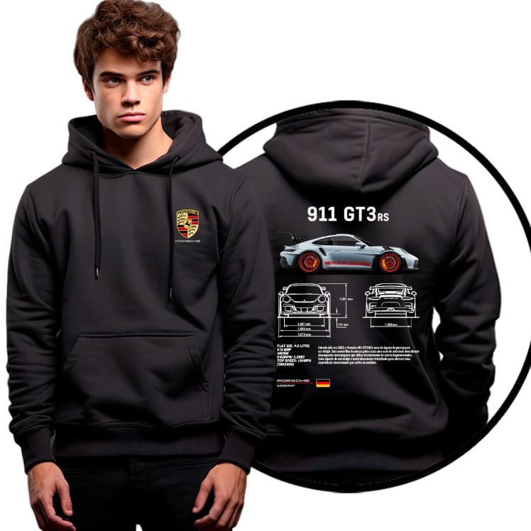 Moletom Casaco De Frio Carro Corrida Luxo Porsche 911 Gt3rs Unissex Flanelado Estampado