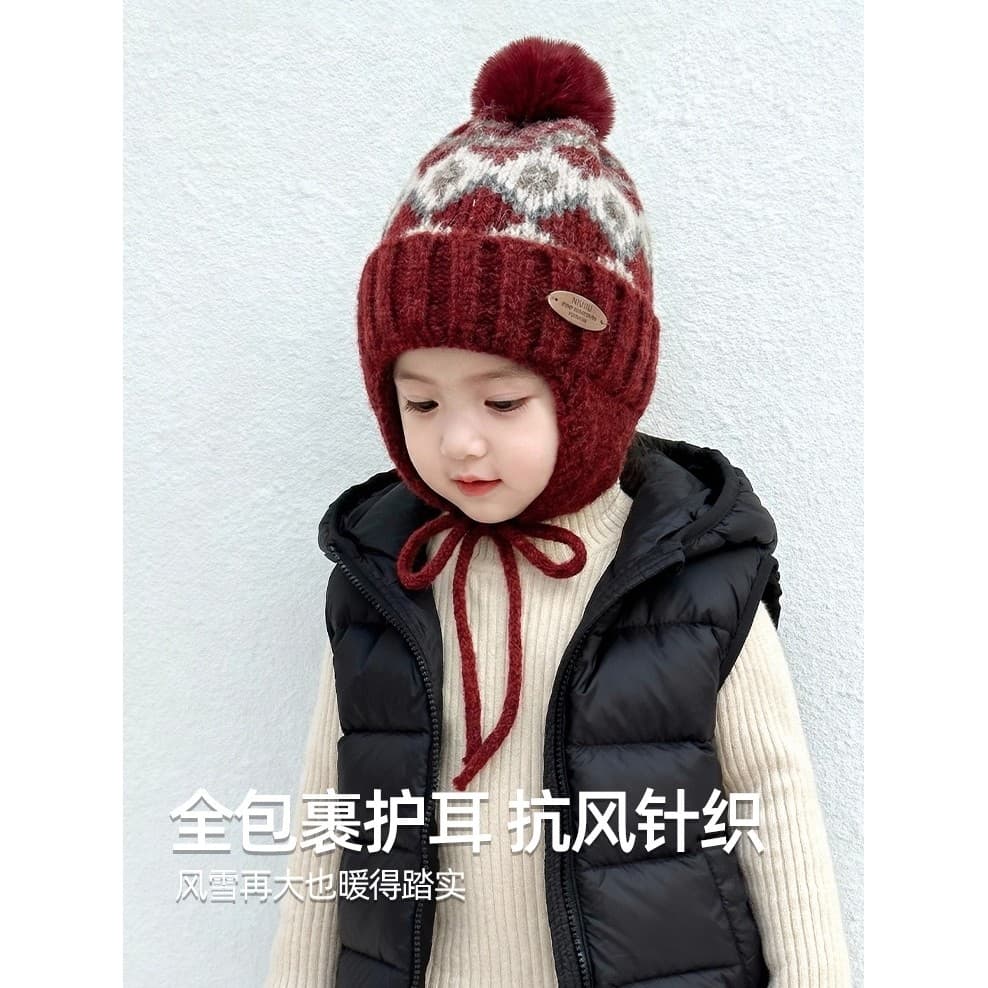 Crianças chapéu de lã outono inverno bebê chapéu de malha proteção de orelha chapéu à prova de vento meninos meninas cha