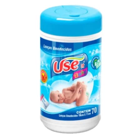 Pote de Lenço Umedecido Tolha Umedecida Para Bebe 70 unidades