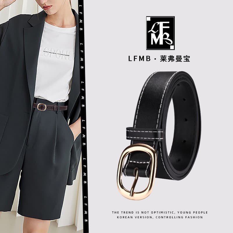 Estilo Hong Kong simples senhoras cinto feminino Casual All-Match novo estilo Jeans cinto preto moda versão coreana cint