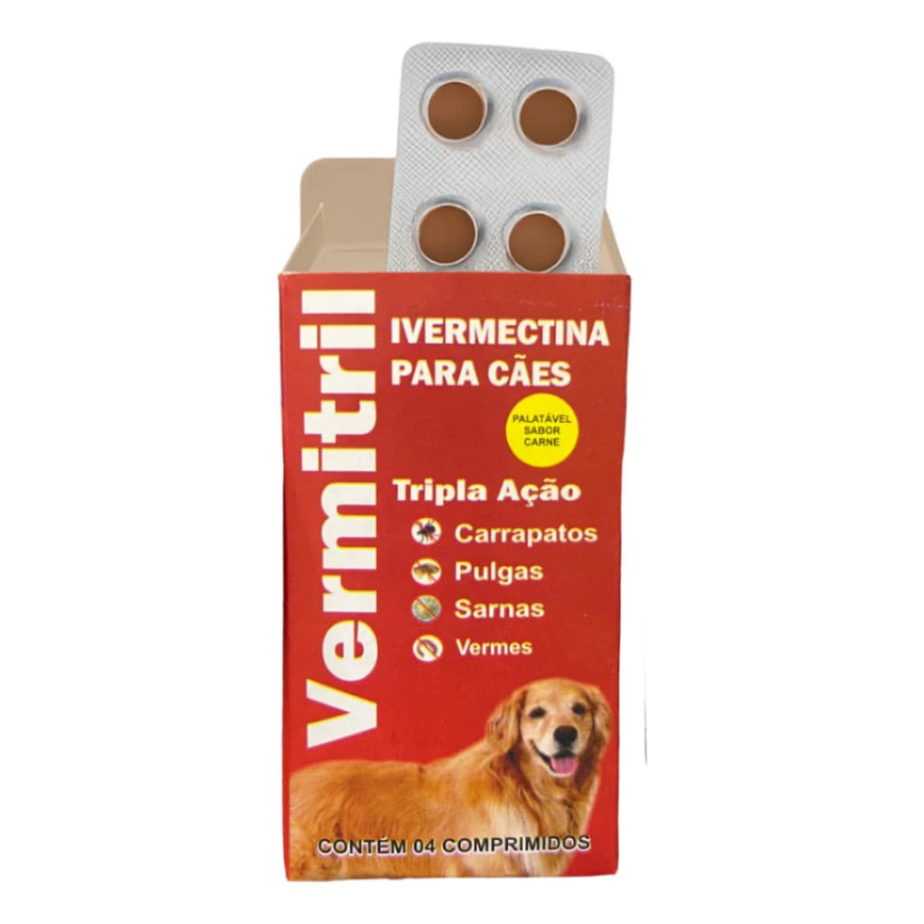 Anti Pulgas, Veerme, Carrapatos E Sarnas - 4 Comprimidos Mastigável P Cachorro de 15kg