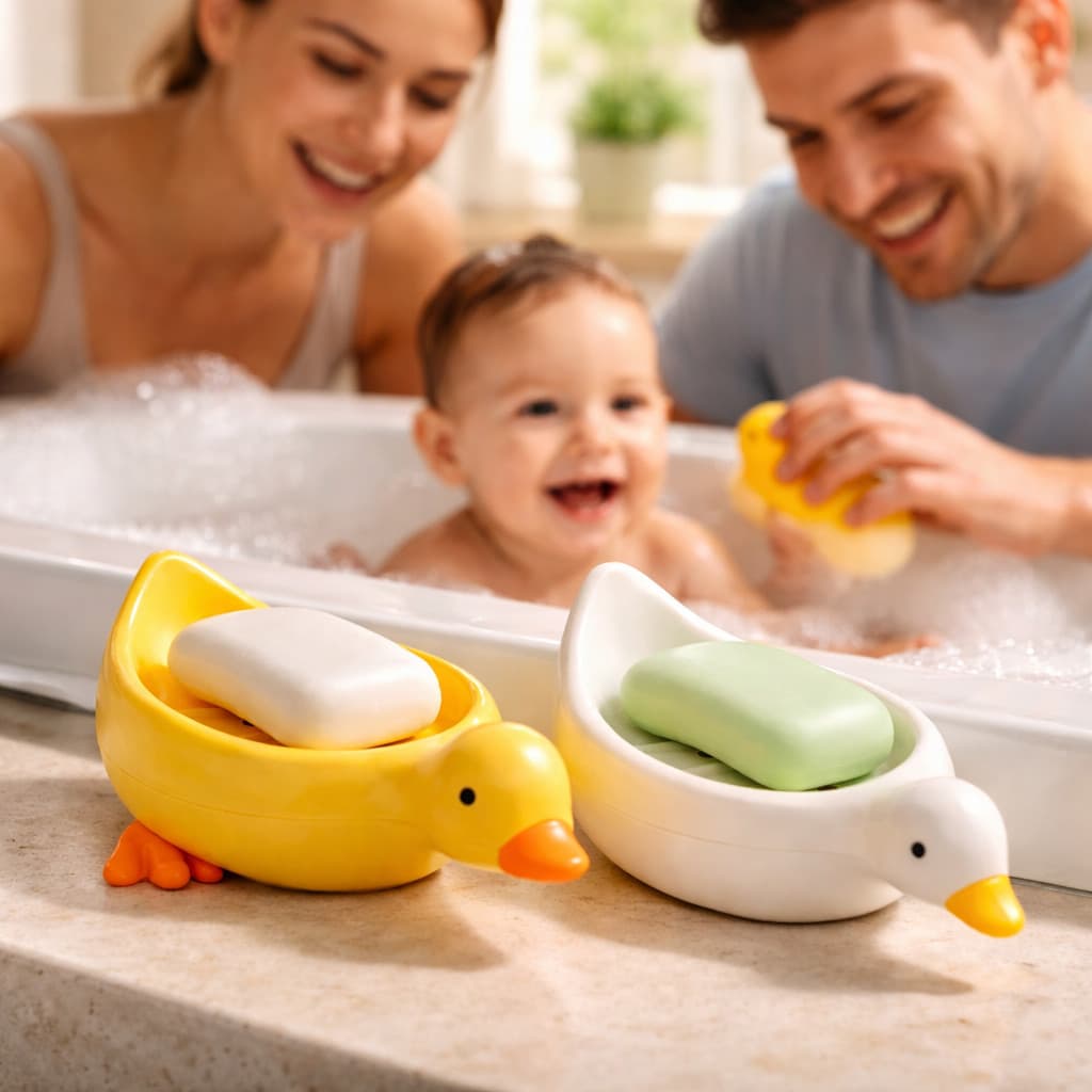 Saboneteira Infantil Pato e Cisne decorativo, Porta sabonete banheiro, Saboneteira luxo lavabo