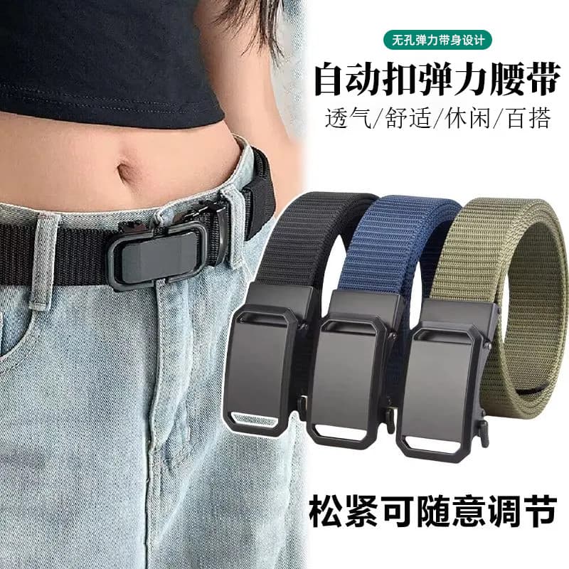Novo cinto de lona de náilon masculino não poroso fivela automática cinto de lona leve Ultra-fino durável masculino All-