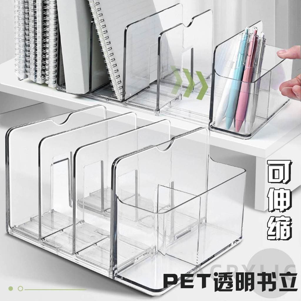 Transparente transparente retrátil estante com suporte de caneta ins estilo rack de armazenamento estante integrado Desk