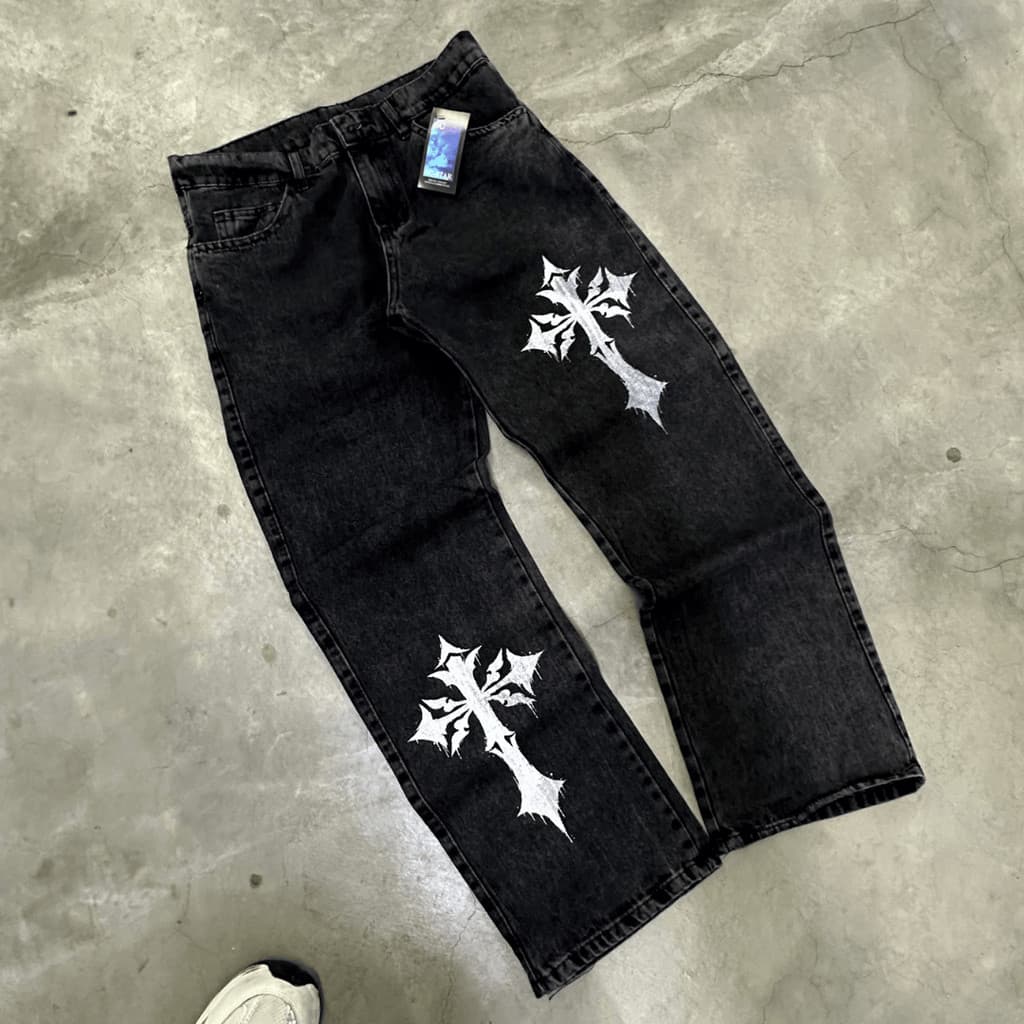 Calça Baggy Jeans Balão Masculina "Cruz" Premium Streetwear