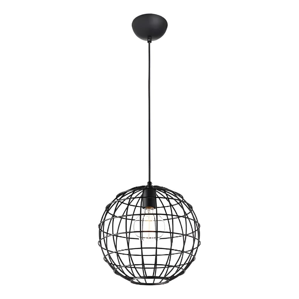 Lustre Pendente Avant Terra Aço 1xe-27 Preto Fosco