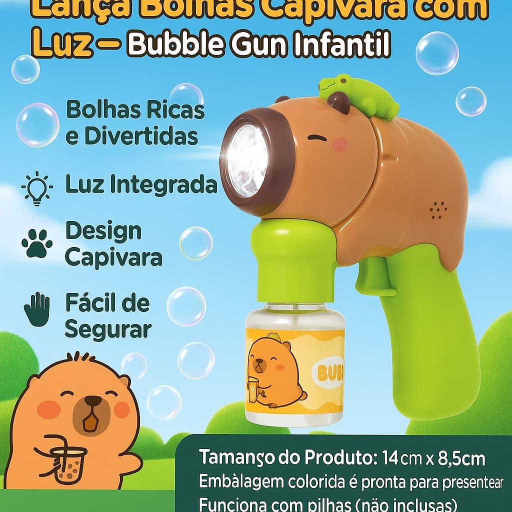 Bolhas de sabão Capivara com Luz – Bubble Gun Infantil