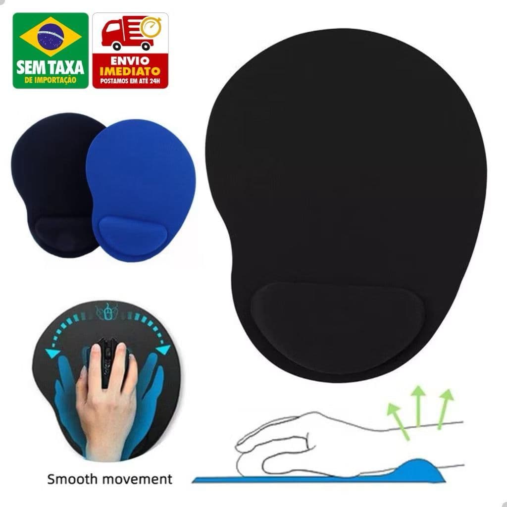 Mousepad Ergonômico Apoio de Punho em Gel Conforto para Trabalho Estudo e Jogos
