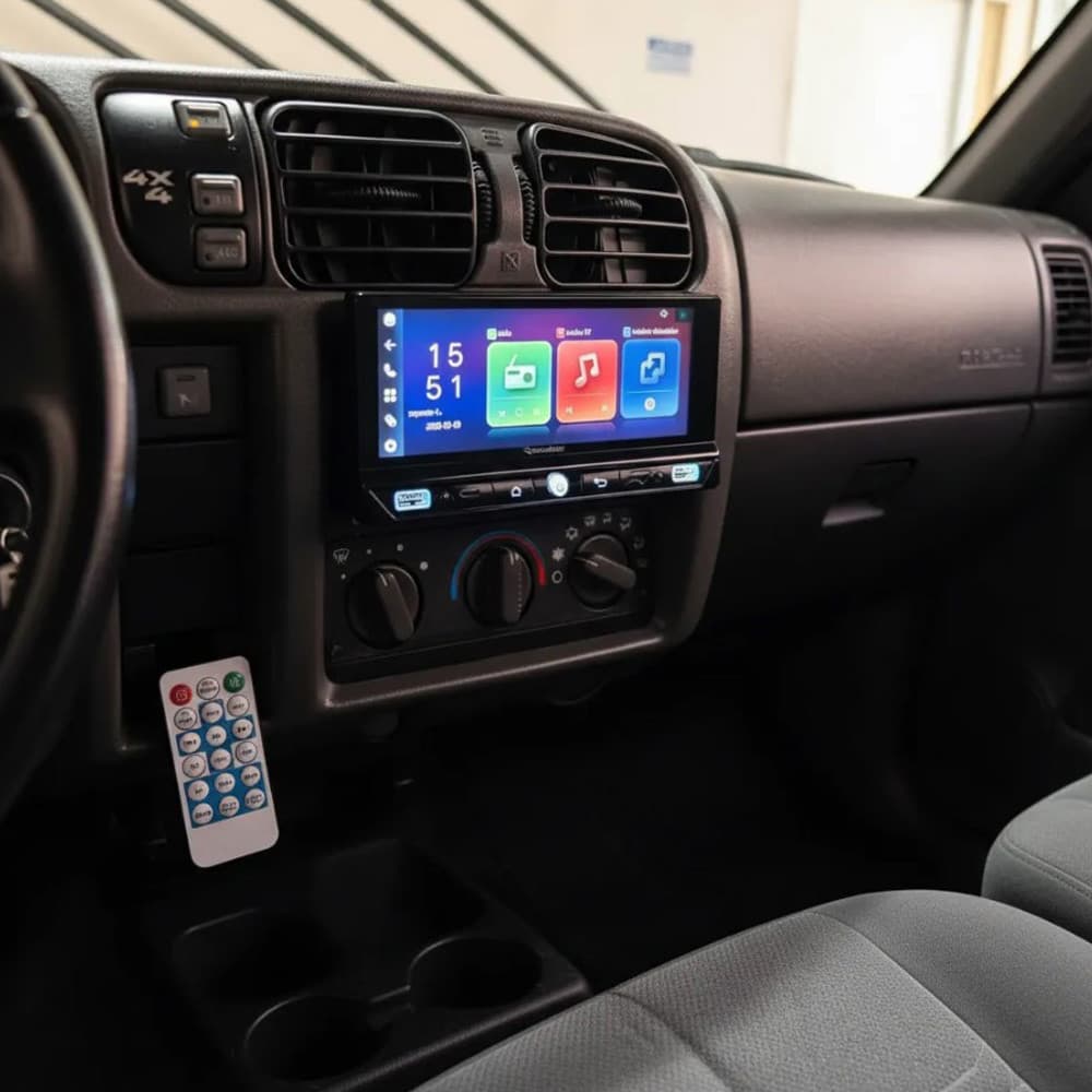 Multimídia MP5 S10 1996 até 2011 Tela 6.86" Polegadas 1 Din Carplay e Android Auto Sem Fio - Roadstar RS-686BR Pro Line